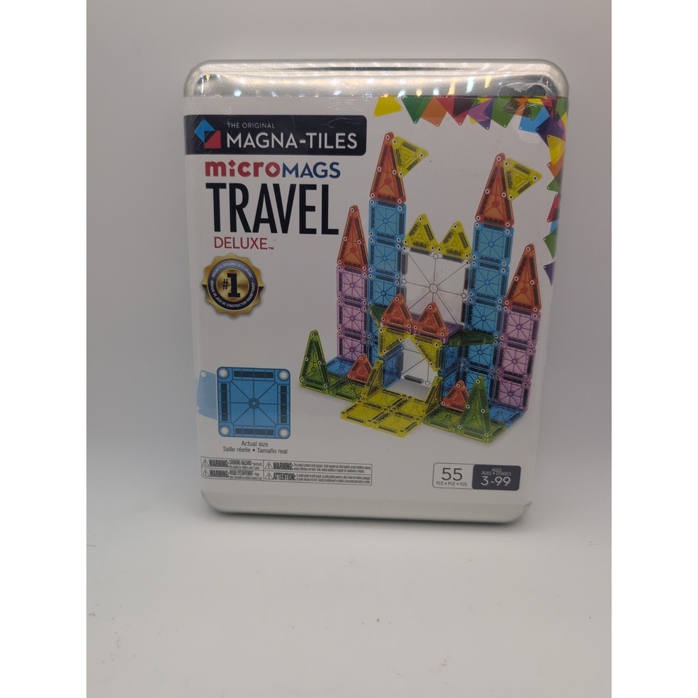 MAGNA-TILES microMAGS Travel Deluxe 55 Piece Magnetic Building Set New